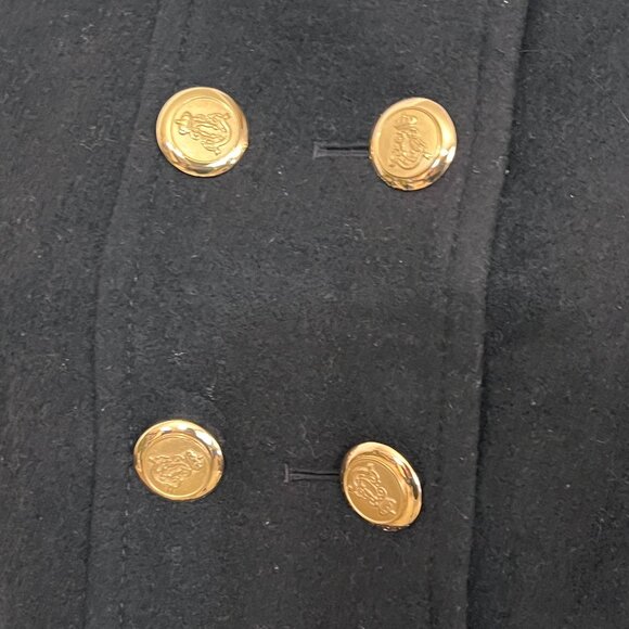 Ann Taylor LOFT Petites 8P Black Wool Blend Peacoat Jacket Gold Buttons Lined - Picture 4 of 11